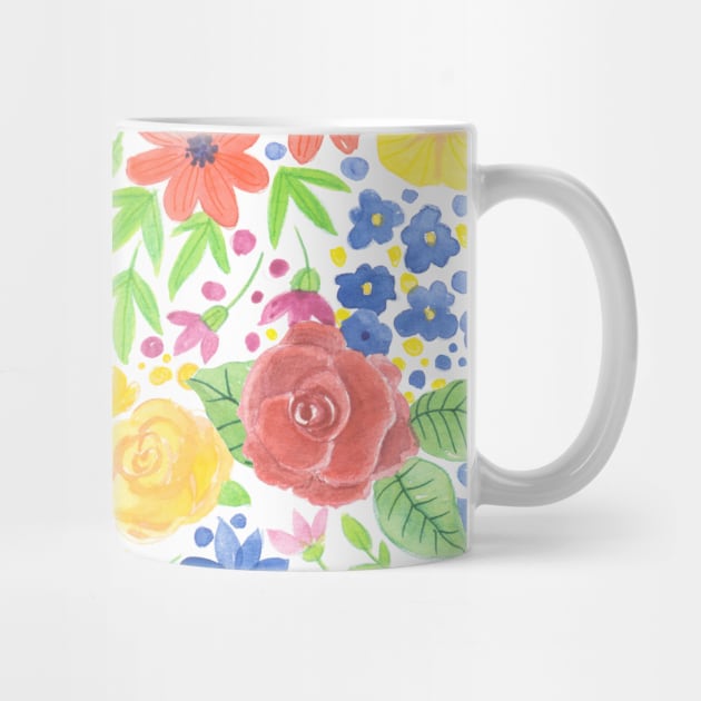 Floral watercolor pattern white by katerinamk